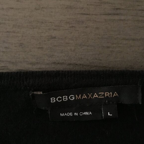 BCBGMAXAZRIA Black Knit Belted Sweater Dress Long Sleeve Size L – Chic & Classic - Picture 8 of 15